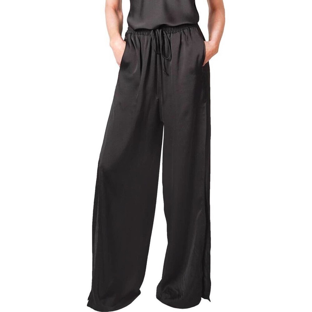 Bailey/44 NWT Black Wide Leg Silky Pants Drawstring Waist Women's Size L